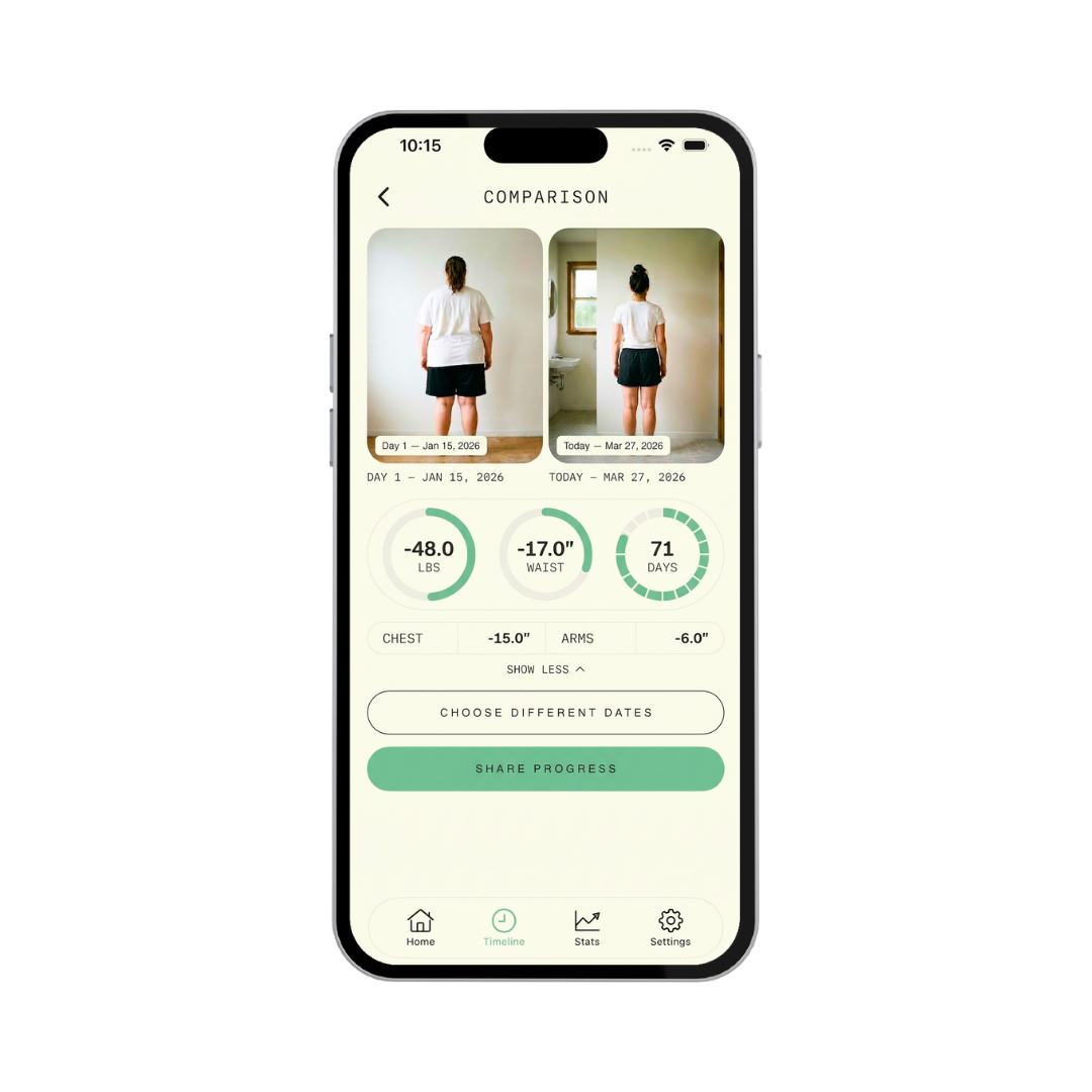 BodiTrack before and after comparison screen